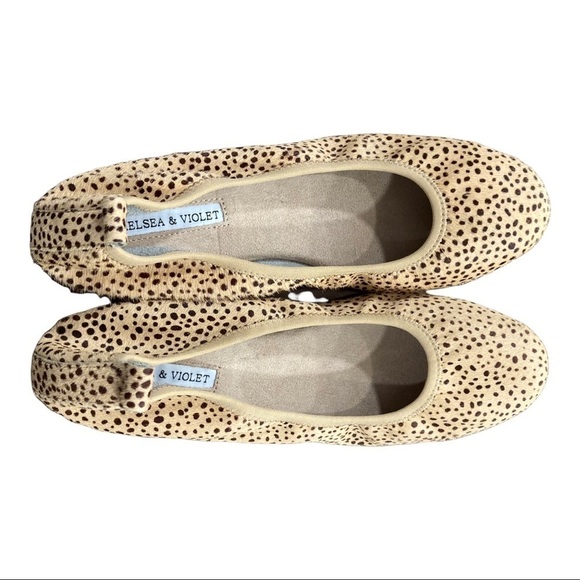 NWT Chelsea & Violet 7.5 ruby calfhair leopard flats - Picture 2 of 14